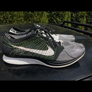 Nike flyknit racer black white volt size 15